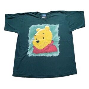 Vintage Winnie The Pooh Big Face Size 1X Mens Green T-Shirt Disney Y2k 90s